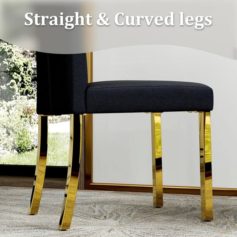 Luxury PU Leather Parsons Dining Chairs Side Chairs with Rolled Back and Stainless Steel Legs