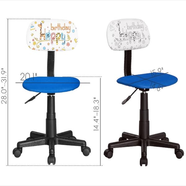 dimension image slide 0 of 3, Kids Rolling Drawing Desk & Chair Set Colorful Rotating Upholstered Student Office Computer Chair for Children