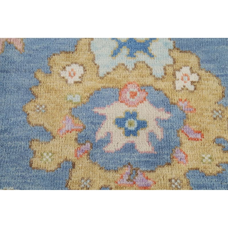 Blue Oushak Oriental Area Rug Hand-Knotted Wool Carpet - 7'9"x 10'2"