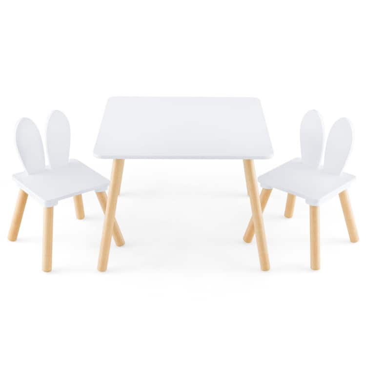 3 Pieces Kids Table and Chairs Set for Arts Crafts Snack Time - 24.5" x 24.5" x 17"