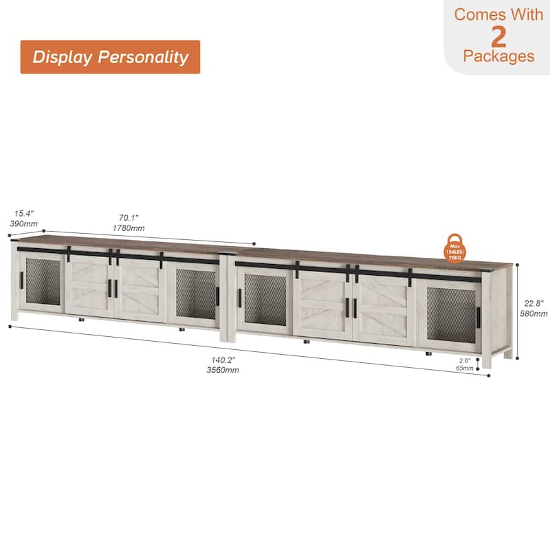 WAMPAT 2-in-1 Farmhouse TV Stands for up to 110 Inch TV