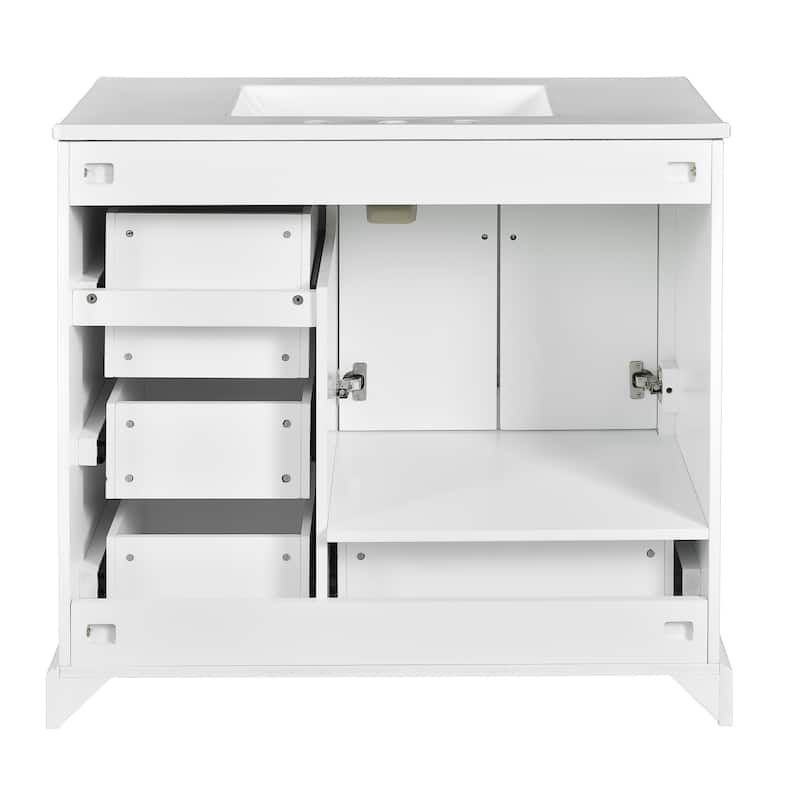 Bathroom Vanity with Resin Sink, Bathroom Vanity Set with 4 Drawers, Bathroom Storage Cabinet with 2 Soft Close Doors