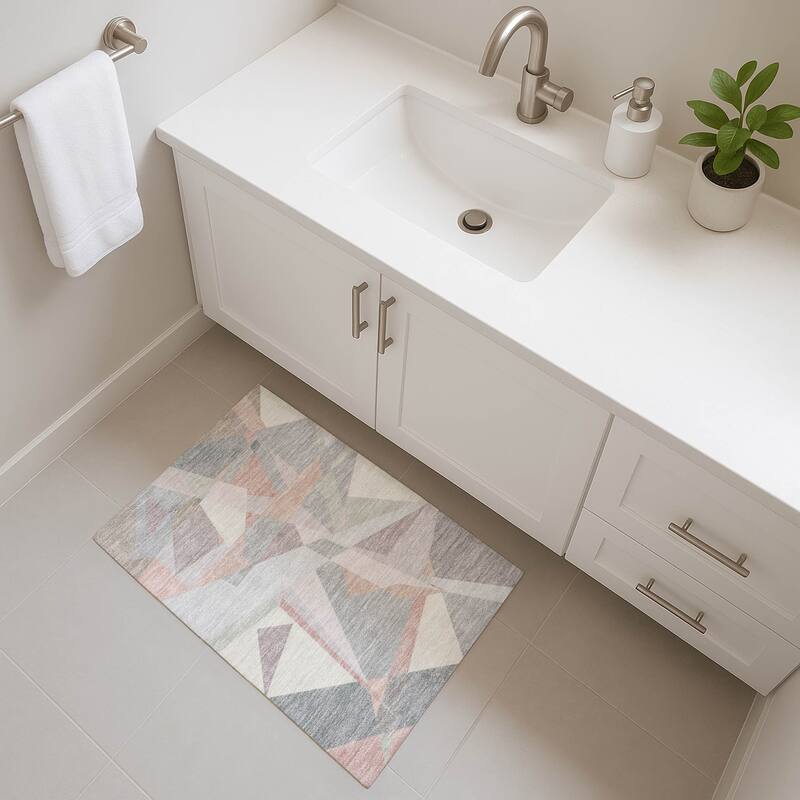 Premium Washable Super Soft Abstract Geo Mayfield Rug - Blush - 1'8" x 2'6"