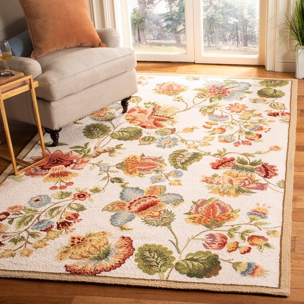 slide 2 of 126, SAFAVIEH Handmade Chelsea Nataly French Country Floral Wool Rug 2'9" x 4'9" - Ivory