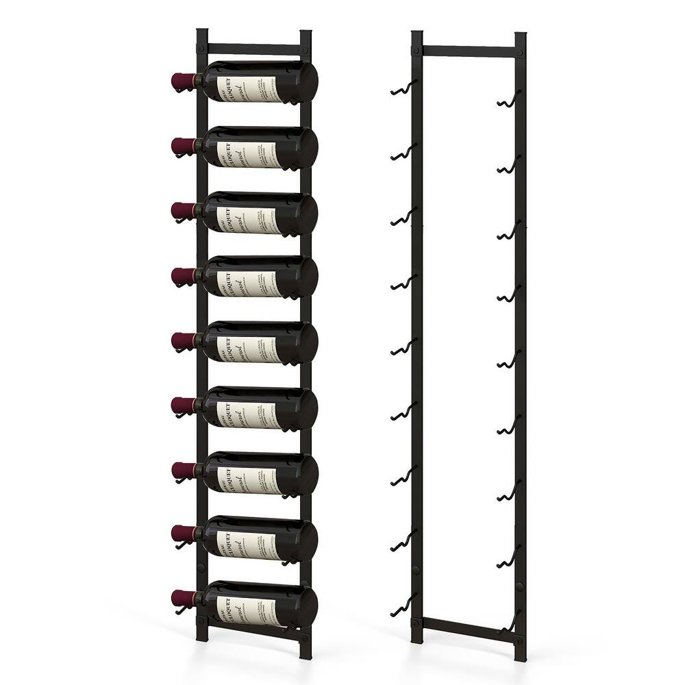 Gymax 9 Bottles Wall Mounted Wine Rack Metal Wine Display Holder