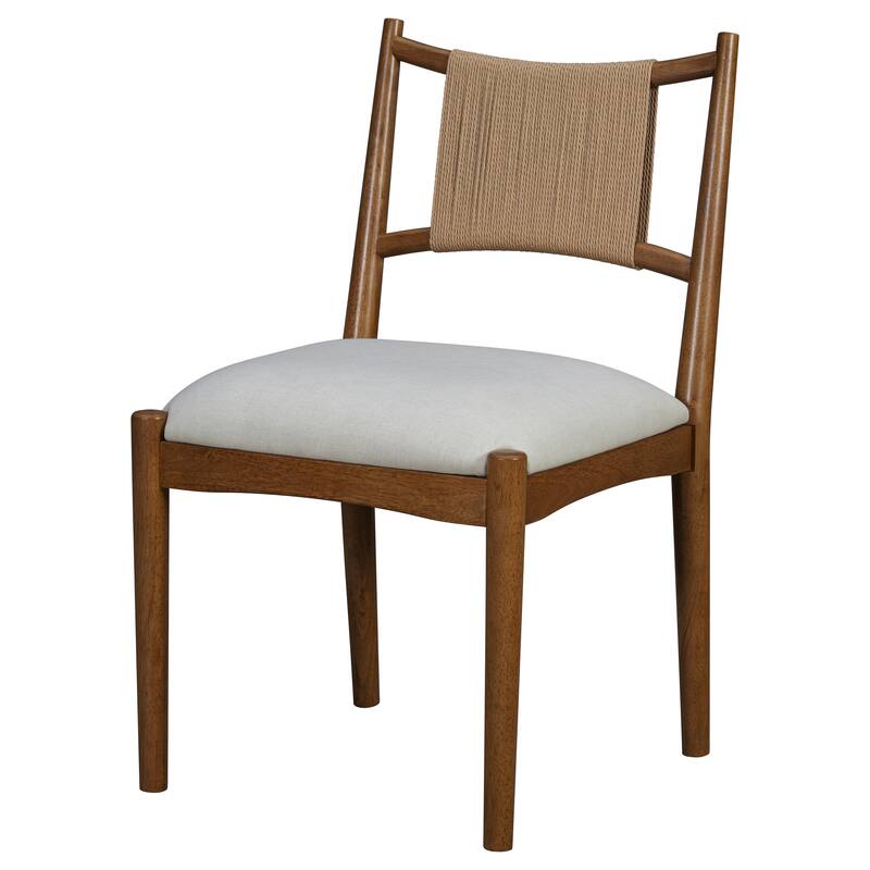 Christopher Knight Home - Mid-Century Set of 2 Upholstered Dining Chair with Woven Paper Rope Back