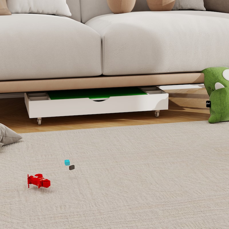 Anmytek Rolling Activity Tray with Removable Green Base Plate Storage Bins Adjustable Dividers White for Kids Playroom