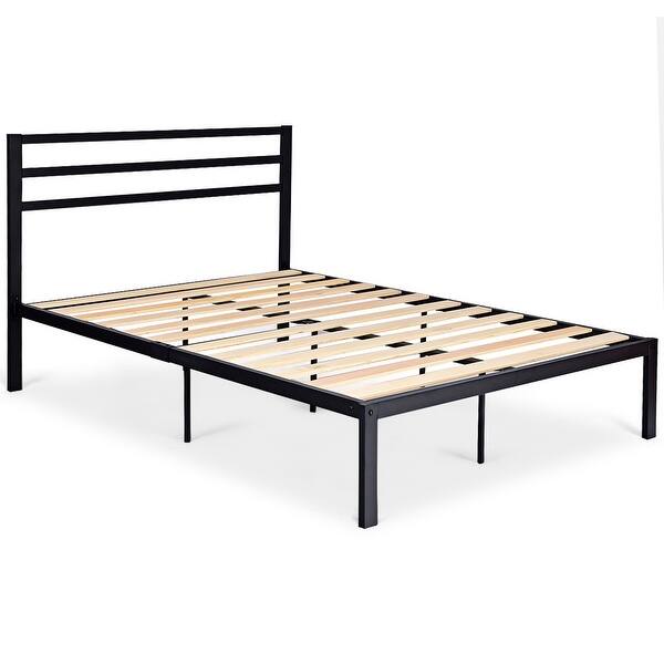 Costway 14 Full Size Metal Bed Frame Platform Wooden Slat Metal Bed Frame Platform Wooden Slat