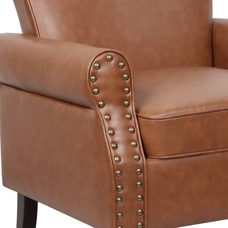 Modern Upholstered Armchair Nailhead Trim Accent Chair