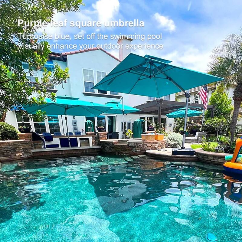 PURPLE LEAF 10ft Square Patio Offset Cantilever Umbrella with Base Included