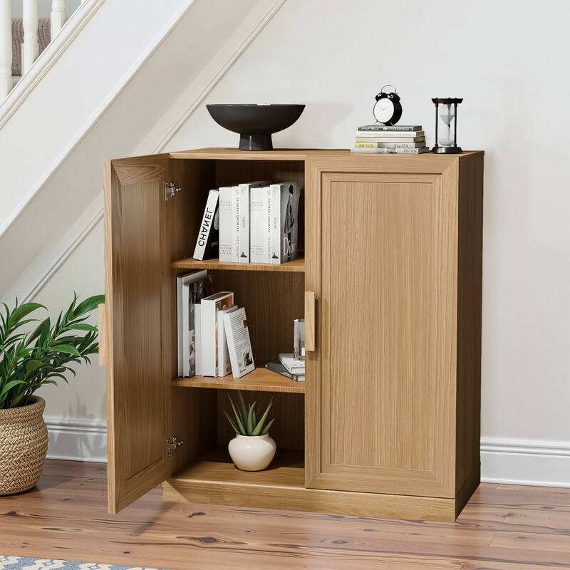 Wooden Accent Cabinet Storage Modern Sideboard Buffet Cabinet with Adjustable Shelf for Living Room Dining Room Entryway