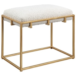 Uttermost Paradox Gold and White Small Shearling Bench