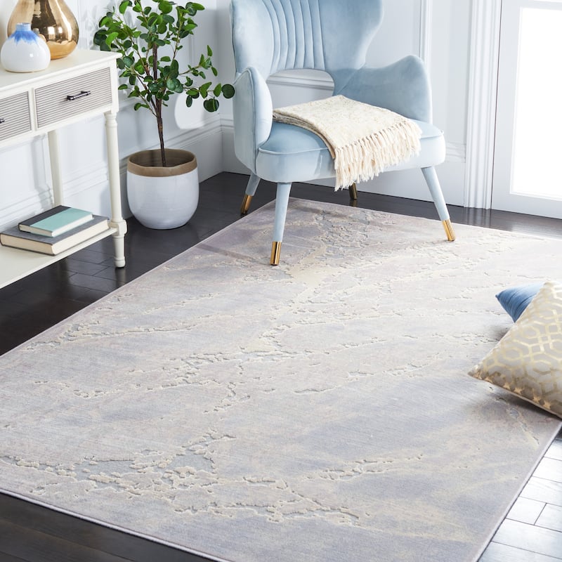 SAFAVIEH Paradise Jeanetta Modern Viscose Rug - 5'3" x 7'6" - Light Grey/Blush Pink