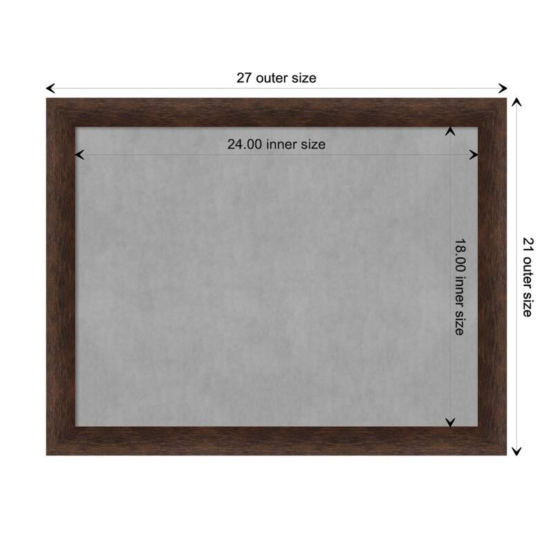 Amanti Art Warm Walnut Narrow Framed Magnetic Board - Board Size 24x18