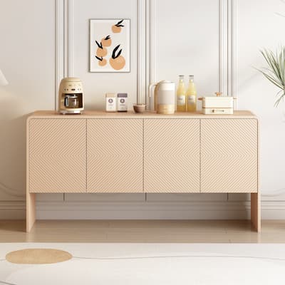 Modern 4-Door Sideboard Buffet Cabinet with Adjustable Shelves & Rebound Device for Living Room & Entryway