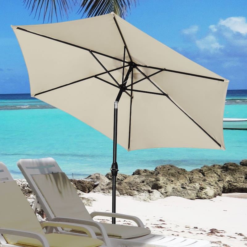 Autlaycil 9ft Patio umbrella Outdoor umbrella With Push-Button Tilt & Crank for Pool, Garden - White