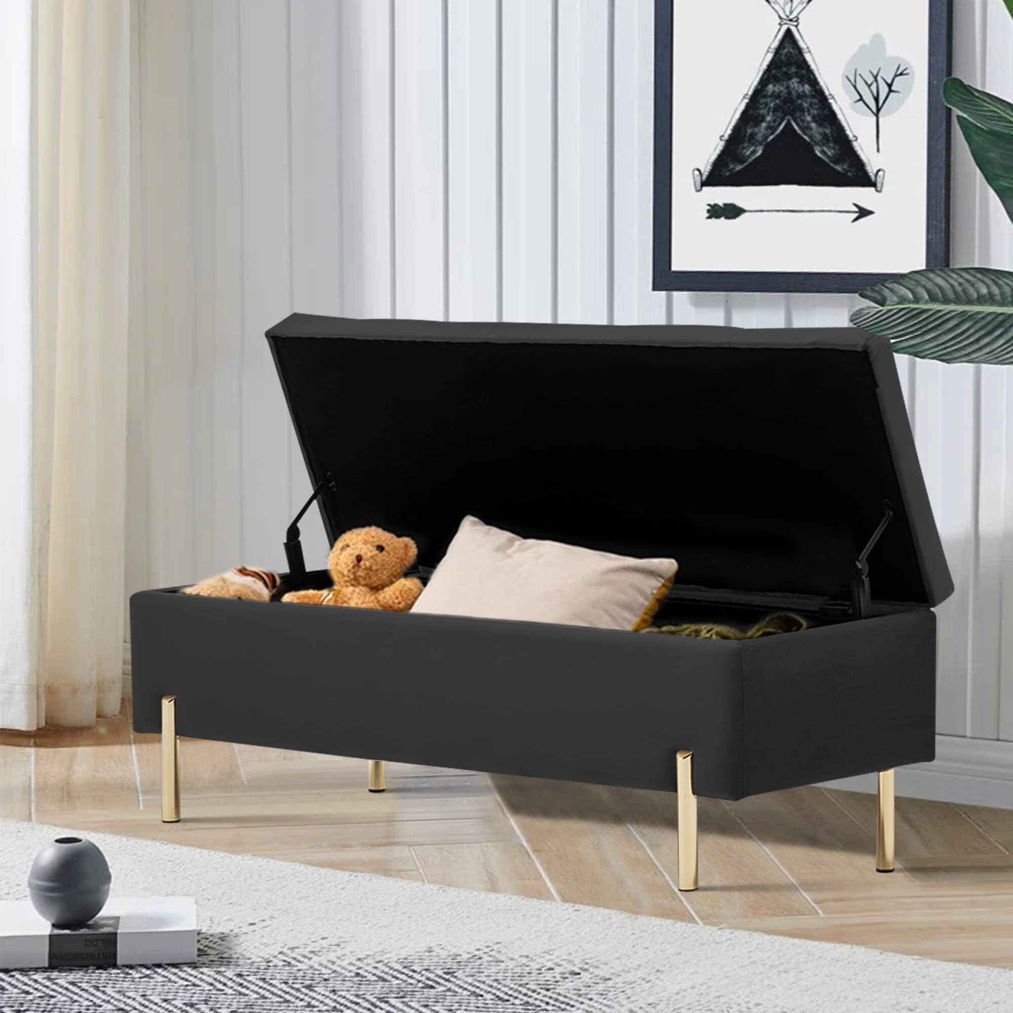 End of bed storage bench 2025 black