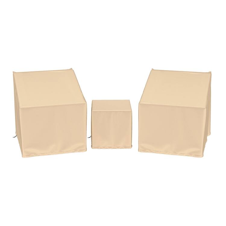 Beige Polyester PU 3 Piece Patio Furniture Cover Set Outdoor - 32" x 30" x 24.5"