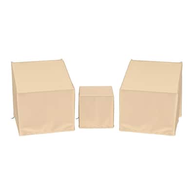 Beige Polyester PU 3 Piece Patio Furniture Cover Set Outdoor - 32" x 30" x 24.5"
