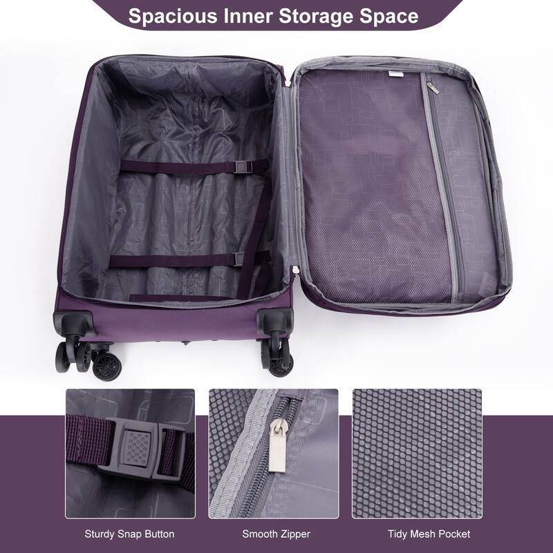 Durable 3-Piece Polyester Luggage Set (18" Carry-On, Travel Bag, Toiletry Bag) with 360° Spinner Wheels