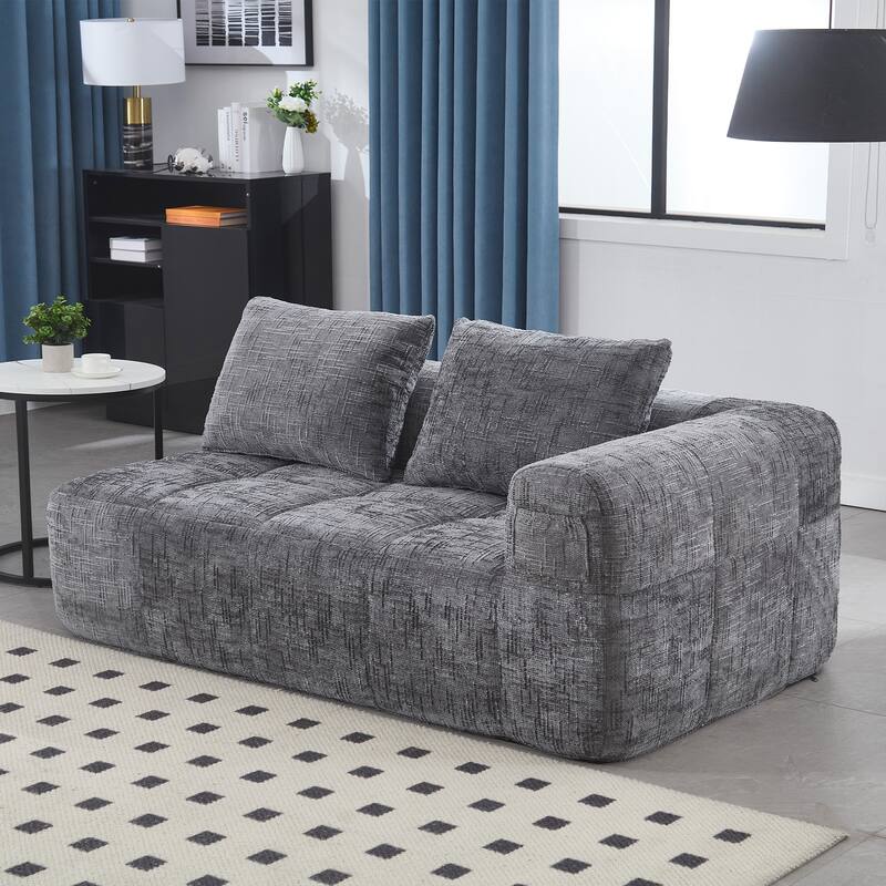 Chenille Loveseat Sofa, Minimalist Modular Sleeper for Living RoomS - Gray