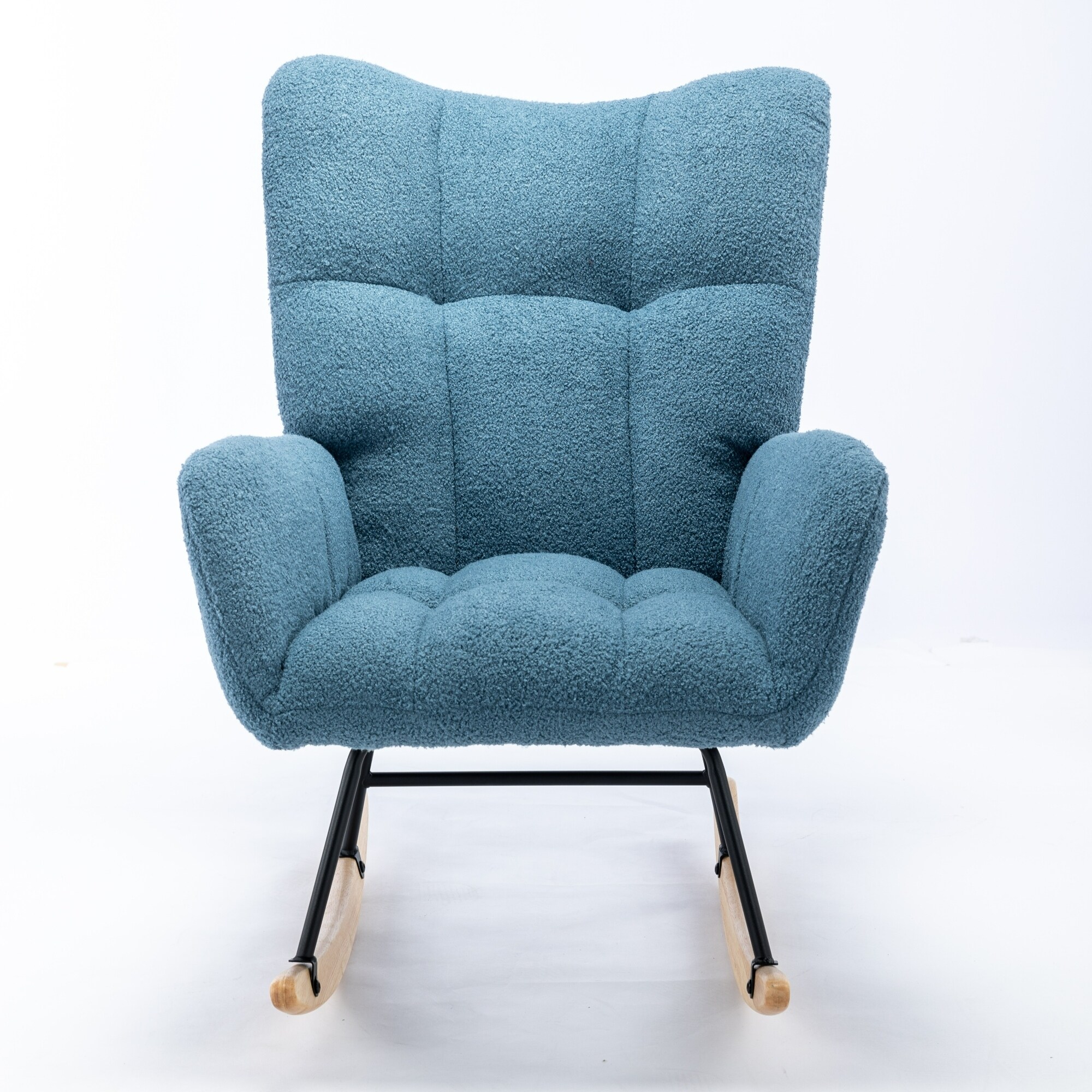 Nursery Rocking Chair Modern Teddy Fabric Upholstered Glider Rocker w High Backrest Armchair for Baby Nursery Livingroom Blue Bed Bath Beyond 39514194