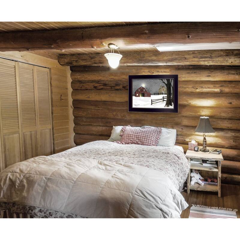 TrendyDecor4U Traditional "Light in the Stable" Framed Print Wall Art by Billy Jacobs - Earthtone