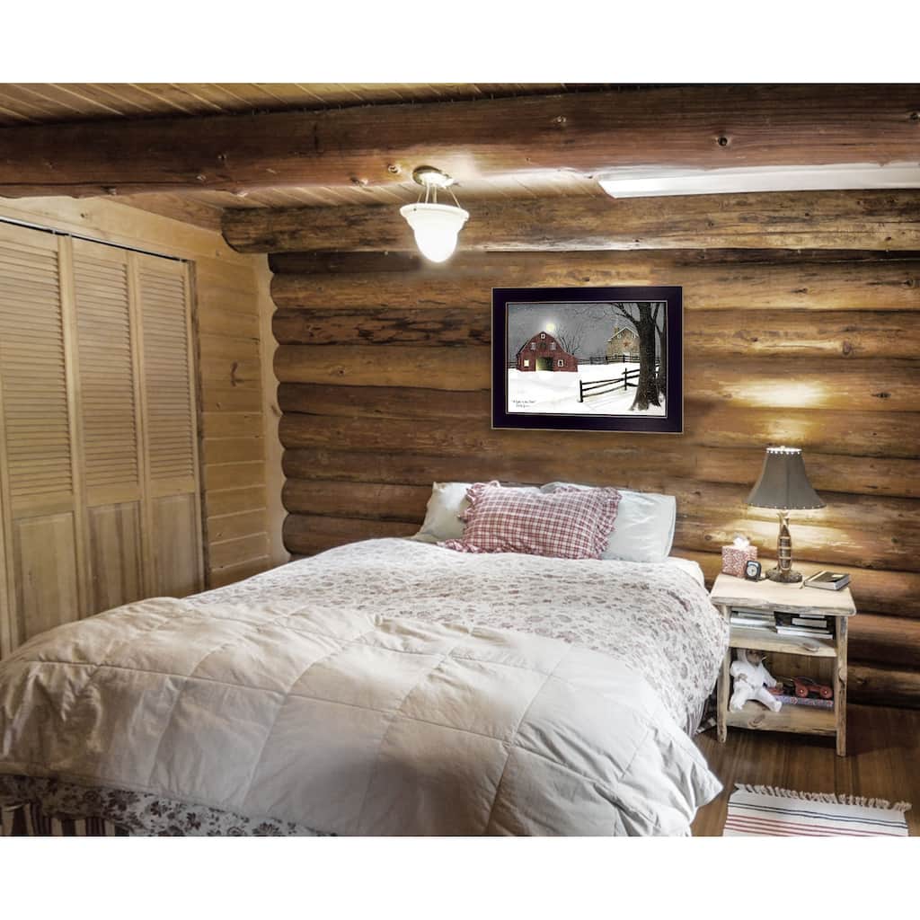TrendyDecor4U Traditional "Light in the Stable" Framed Print Wall Art by Billy Jacobs - Earthtone