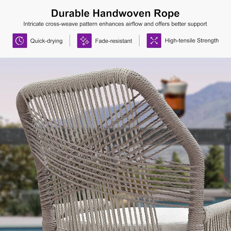 PURPLE LEAF Outdoor Bar Stools Chair Set of 2, All Weather Rattan and Aluminum Patio Bar Stool with Cushion