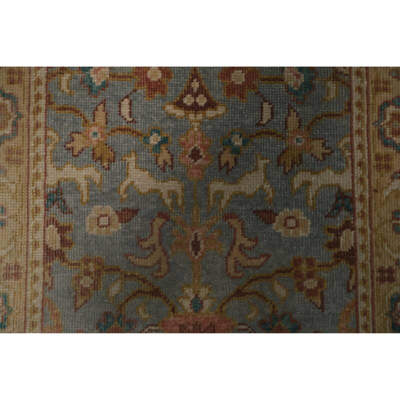Hand Knotted Oriental 100% Wool Carpet Traditional All-Over Navy Blue & Blues Ziegler Area Rug - 3' 9'' X 2' 0''