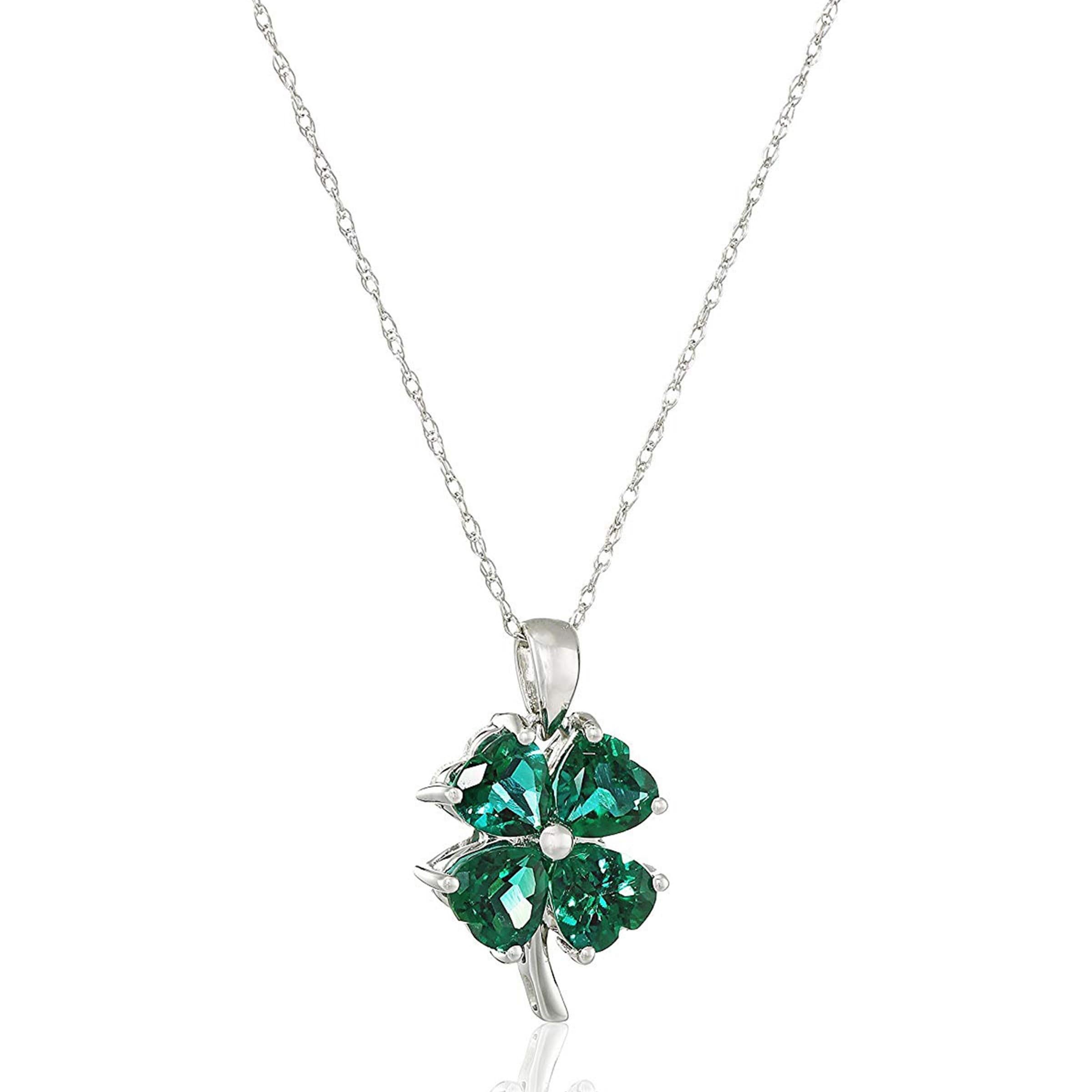 Shop Created Emerald Four-Leaf Clover 