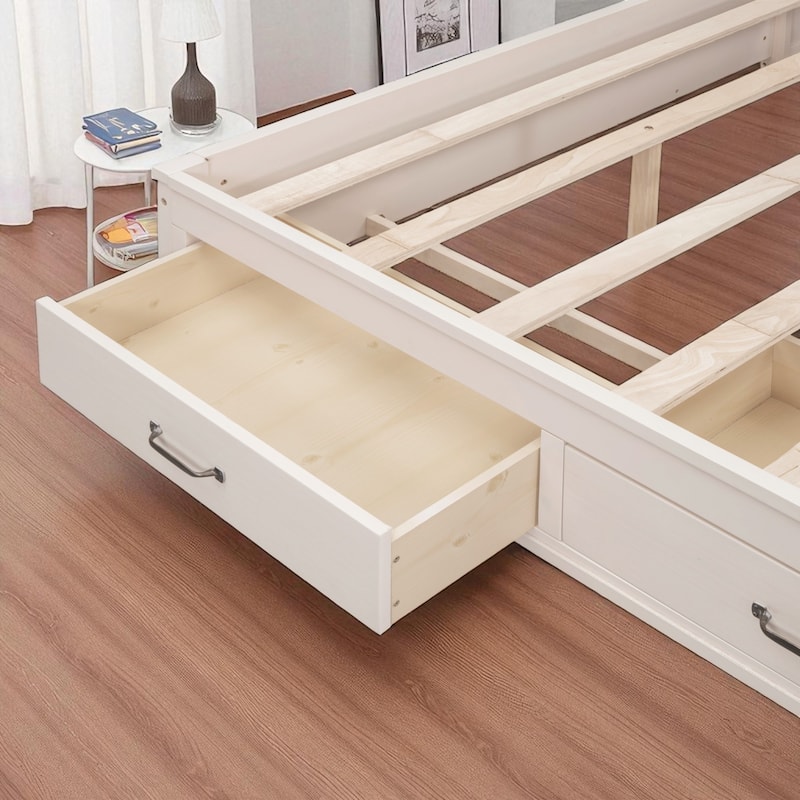 Full Size Wooden Daybed with 3 Drawers, USB Charging Ports, Shelf, and Soft Headboard Panel - No Box Spring Needed