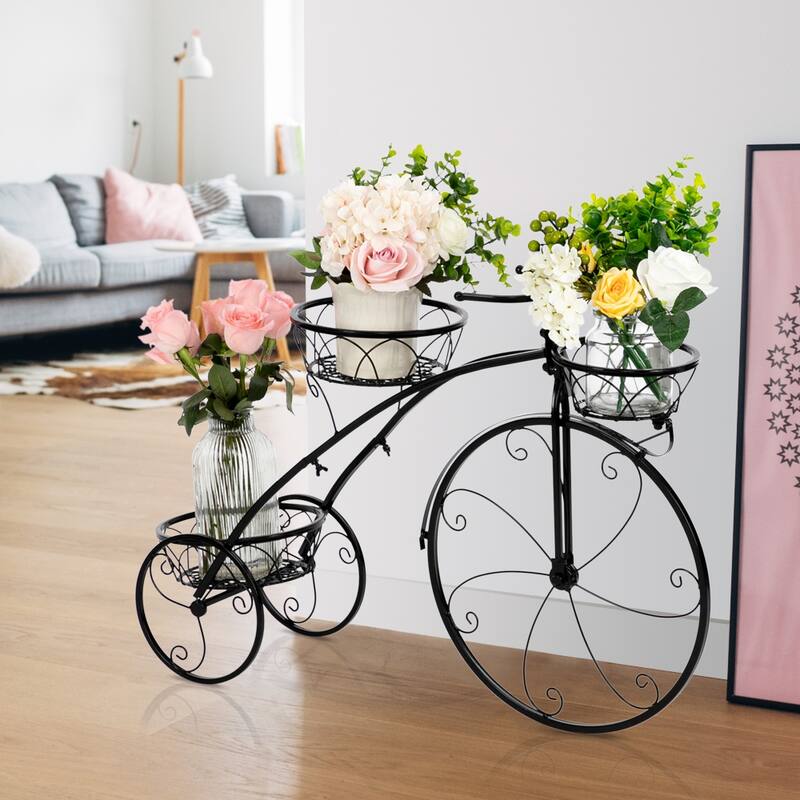Bicycle Plant Stand Flower Pot Cart Holder For Home Garden Patio