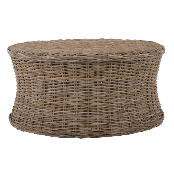 SAFAVIEH Ruxton Dark Brown Wicker Ottoman - On Sale - Bed Bath