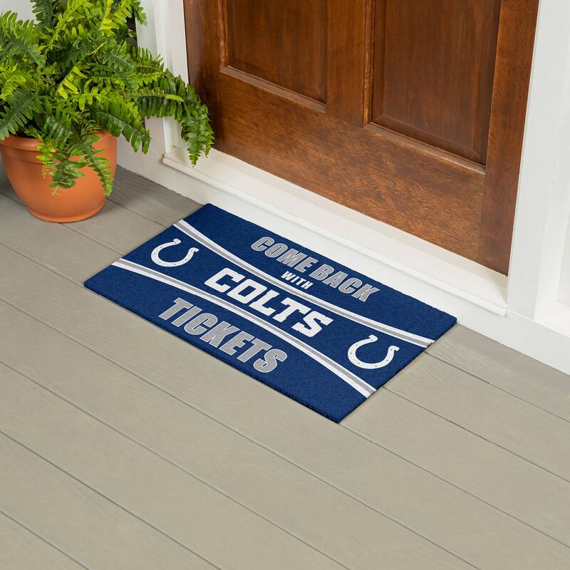 Indianapolis Colts 28 in. x 16 in. PVC "Come Back With Tickets" Trapper Door Mat