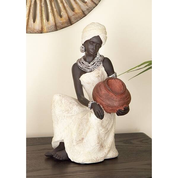 slide 9 of 9, Cream Polystone Eclectic Sculpture People 10 x 6 x 6 - 6 x 6 x 10 Cream