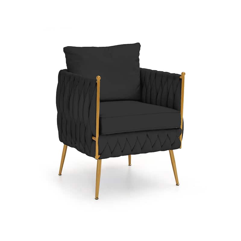 Modern Comfy Handmade Bucket Woven Velvet Accent Chair Arm Chair
