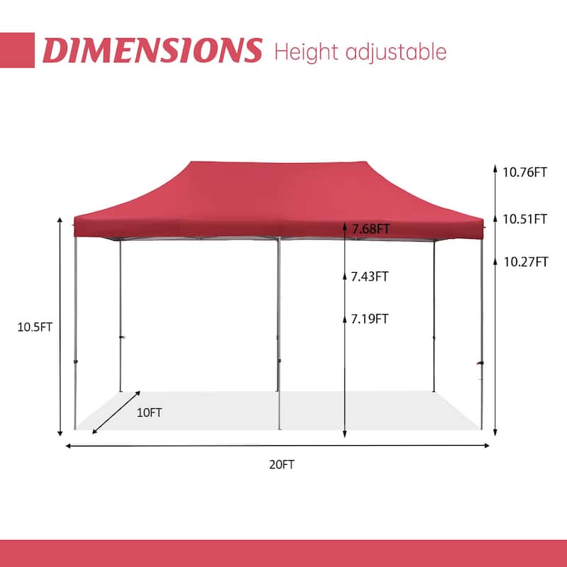 Zenova 10x20 ft Pop up Canopy Tent, Party Tent Heavy Duty Instant Shelters - 10*20