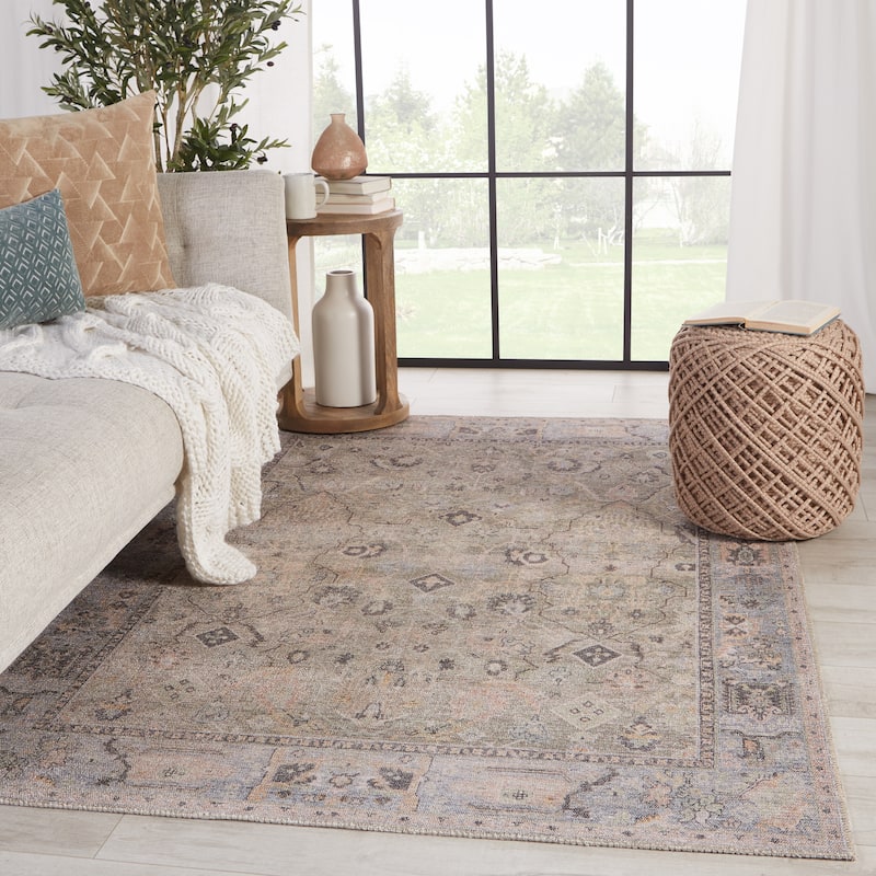 Machine Washable Leland Oriental Green/ Blue Area Rug
