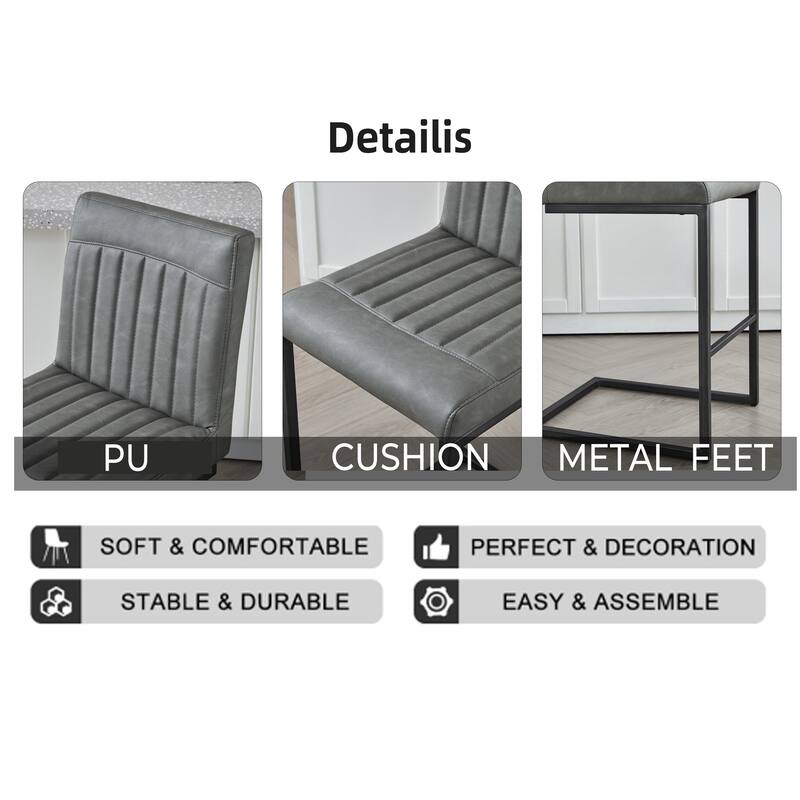 2 Sets Faux Leather Bar Stool - Sturdy Black Metal Frame & Padded Seat, Stylish Seating for Home Bar & Dining Counte