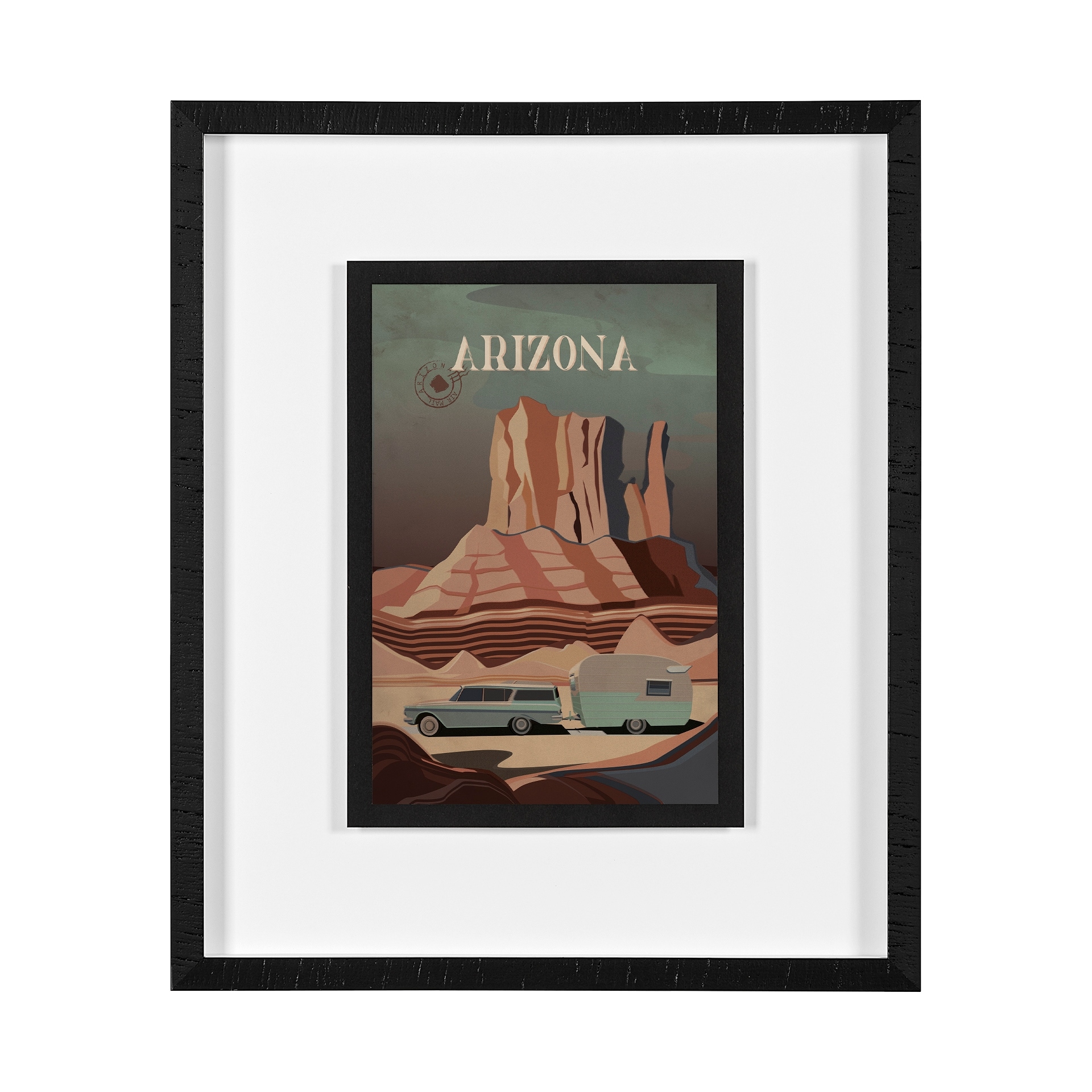 Arizona Go USA (M) by Mercana Studio a Framed Art Print Matted under Glass