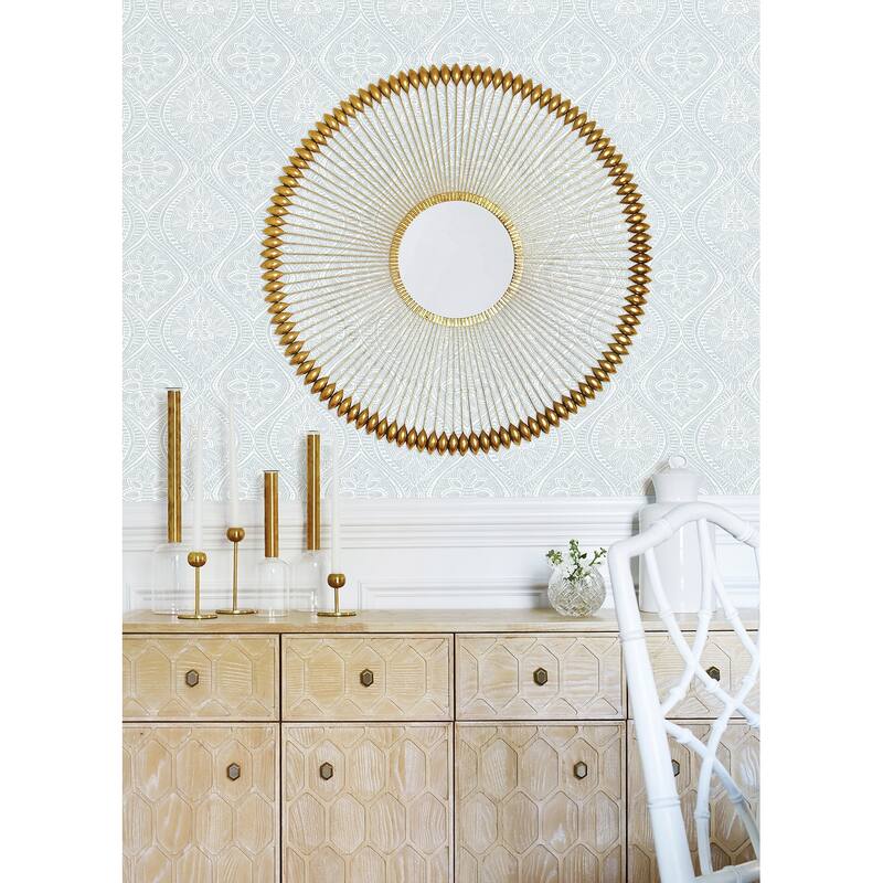 A-Street Prints Scout Light Blue Floral Ogee Wallpaper