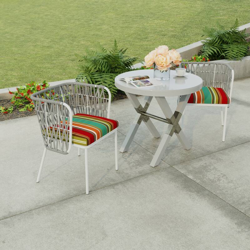 19" x 17" Outdoor Seat Cushion with Ties - Set of 2 - 19" W x 17" L x 2" H
