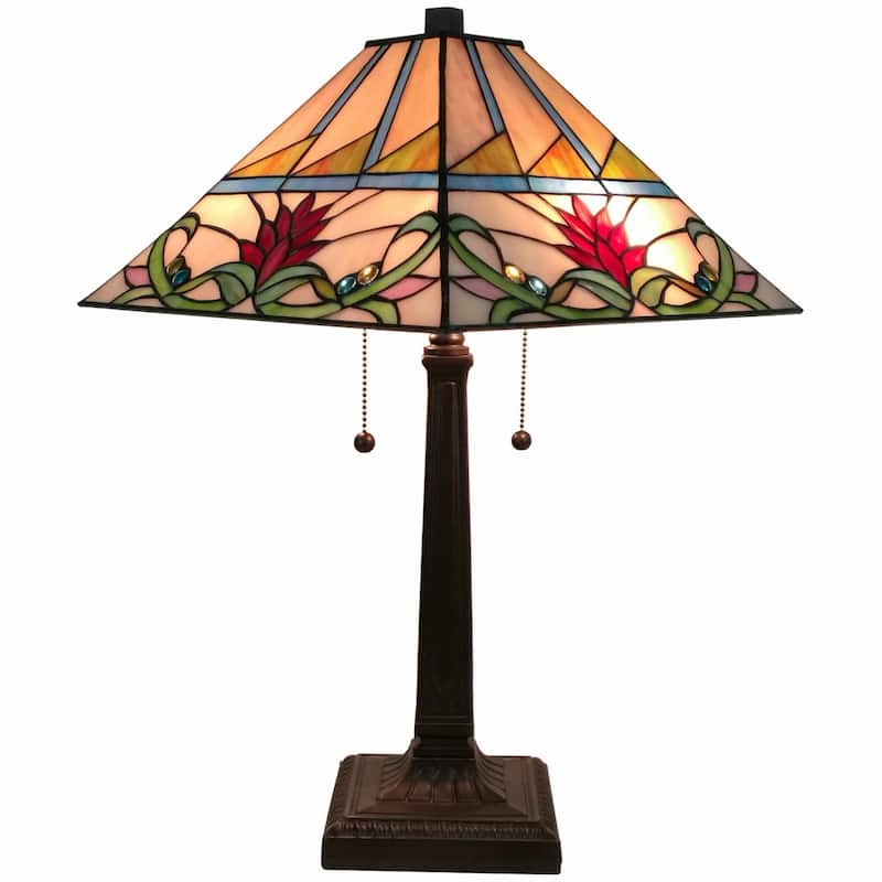 22-Inch Dark Brown Metal Candlestick Table Lamp with White Shade - 11" x 21" x 22"