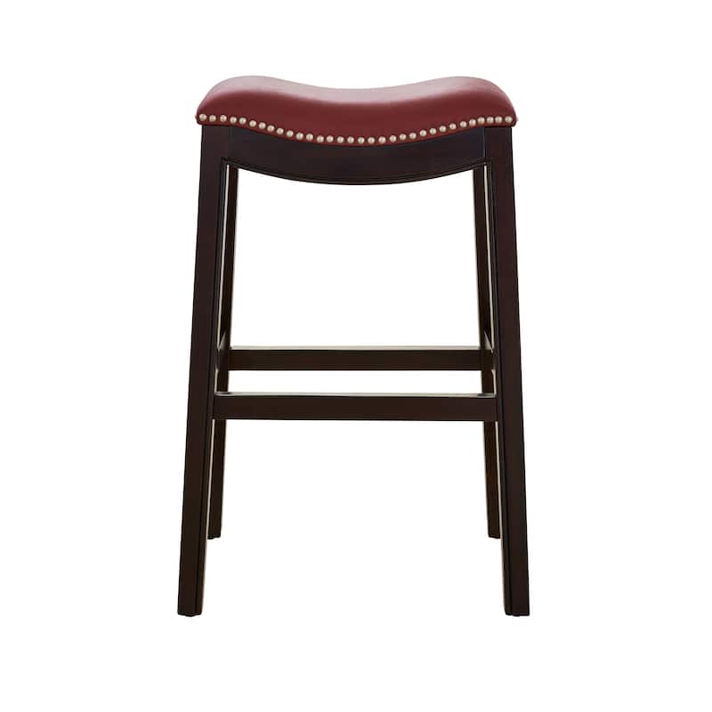 Julian 31" Espresso Bar Stool with Red Faux Leather Seat - N/A