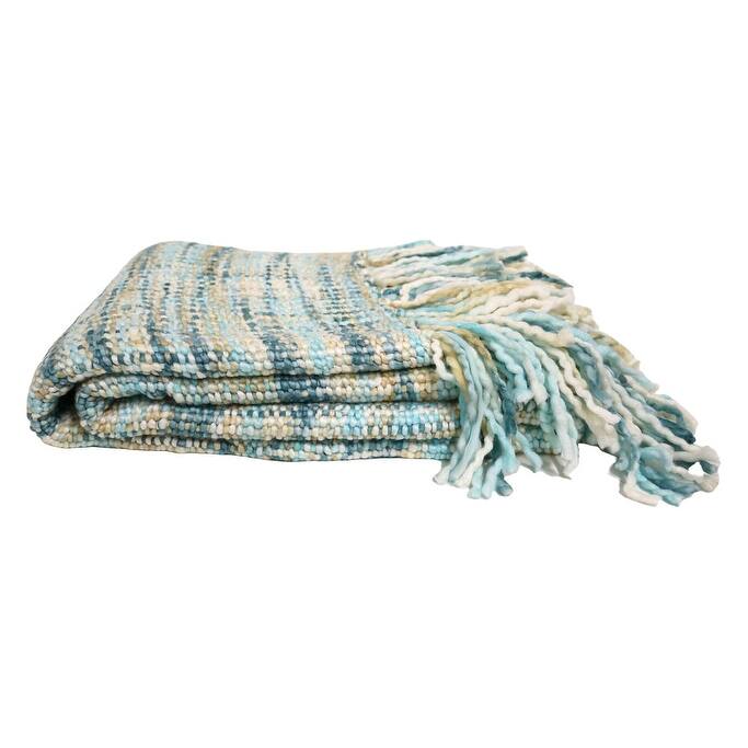 Home&Manor Handcrafted Wool & Cotton Throw Blanket Sunnyside Loom