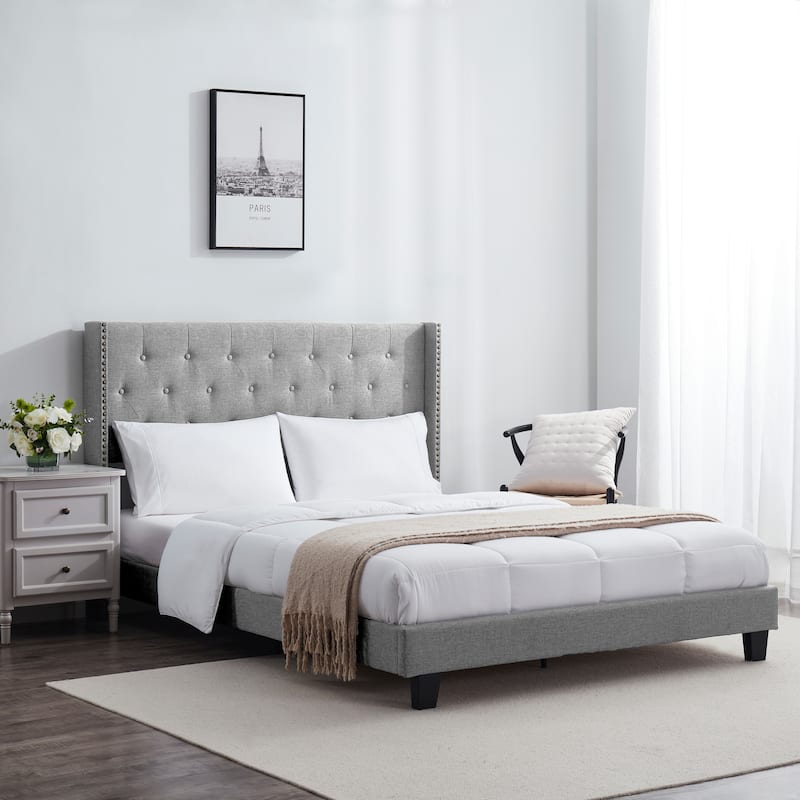 Nestl Wingback Diamond Upholstered Platform Bed