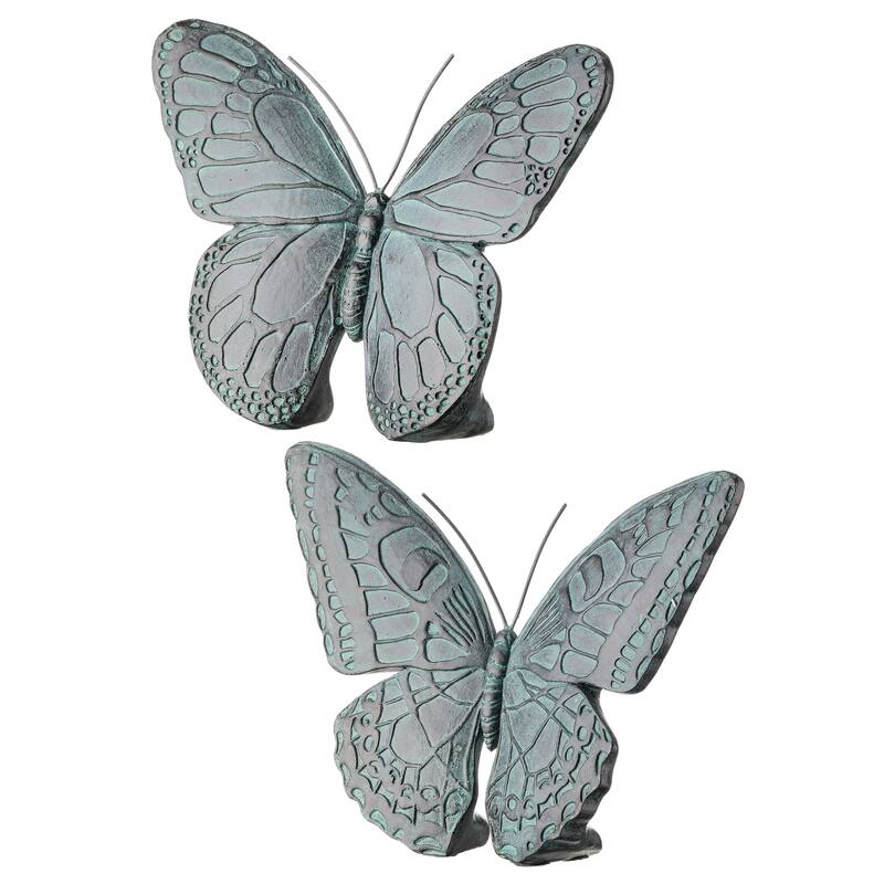 Resin 'Wood' Butterfly 7.5" Set of 2