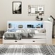 preview thumbnail 5 of 10, Full Size Wood Daybed with Storage Shelves, USB, LED Lights, and Trundle
