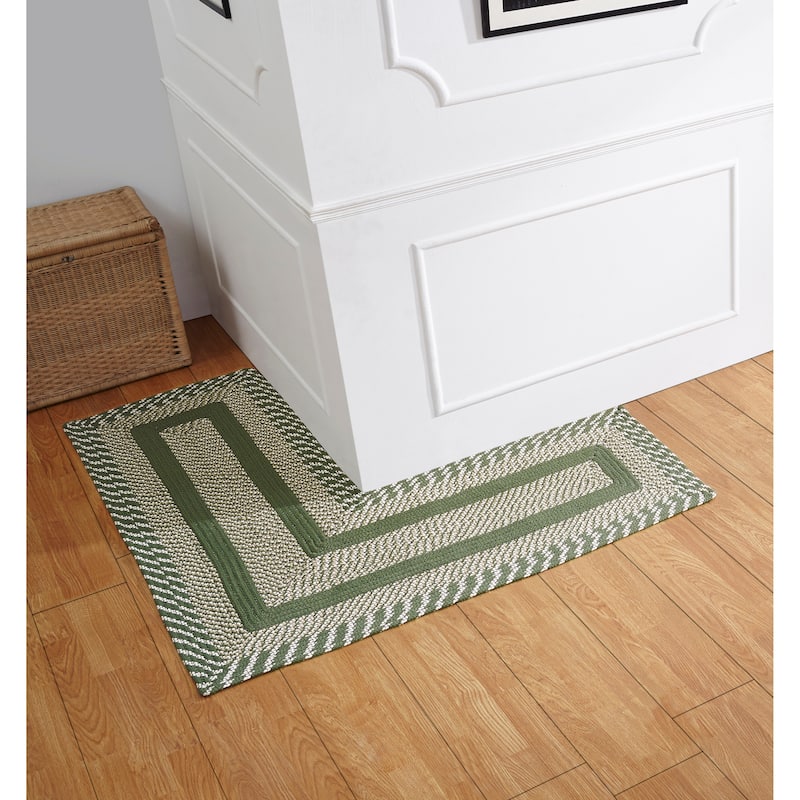 Better Trends Newport Braid Collection 100% Polypropylene Durable & Stain Resistant Double-Sided Reversible Indoor Utility Rug - 20" x 48" x 48" L-Shape - Sage